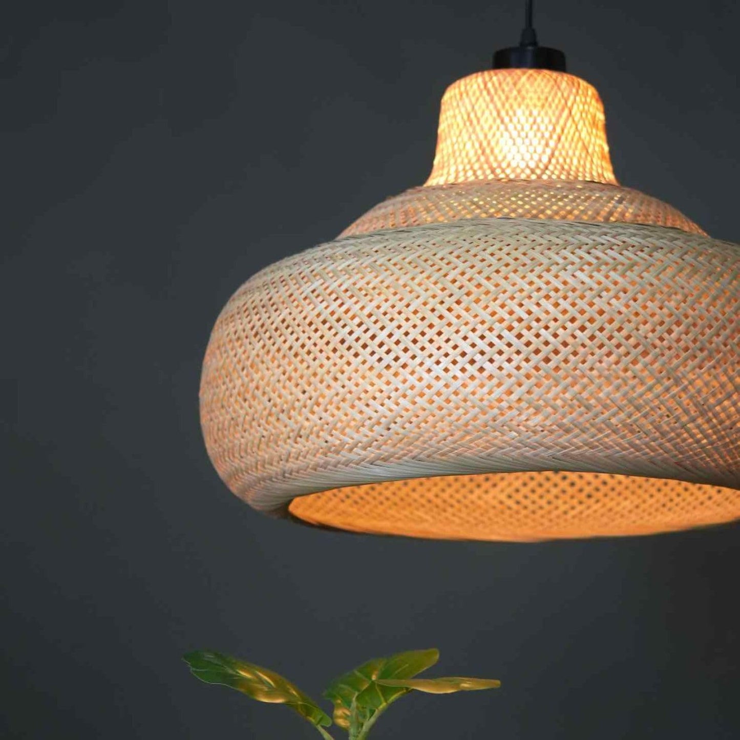ClayMango Hemis Handmade Ratten Hanging Pendant Light, Unique Bamboo Pendant Light for Home Restaurants and Offices (Large)