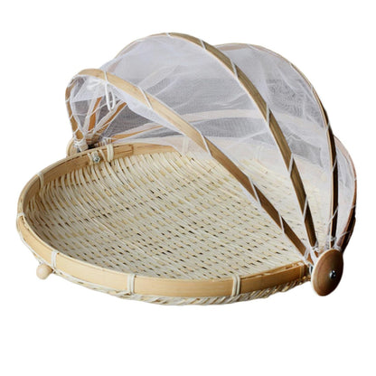 Bamboo Fruit Basket Fruit Vegetable Organizer with Pop Up Mesh Food Storage