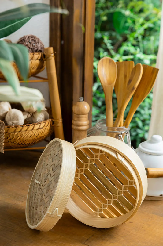 Bamboo Steam Basket, Handmade Bamboo Steamer, Sustainable, Eco-Friendly. Size: Small & Medium .